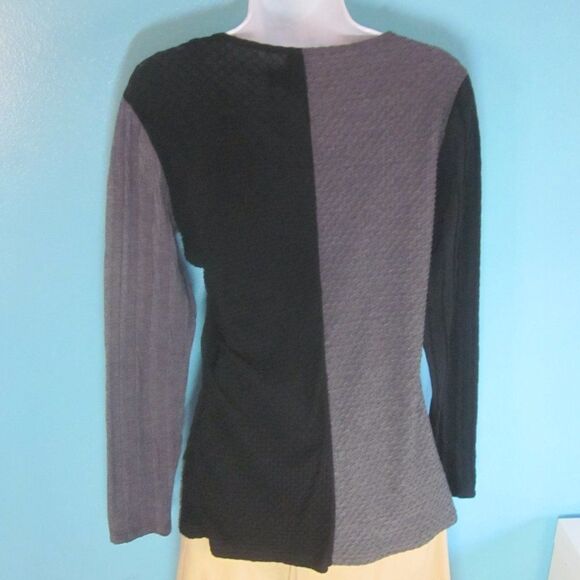 ANAC by Kimi  Size S Long Sleeve Black Gray Textured Pullover Knit Top 34" Bust - Picture 6 of 9
